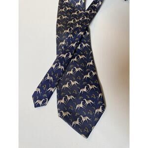 The Custom Shop Silk Tie Dog Motif Navy Equestrian Novelty